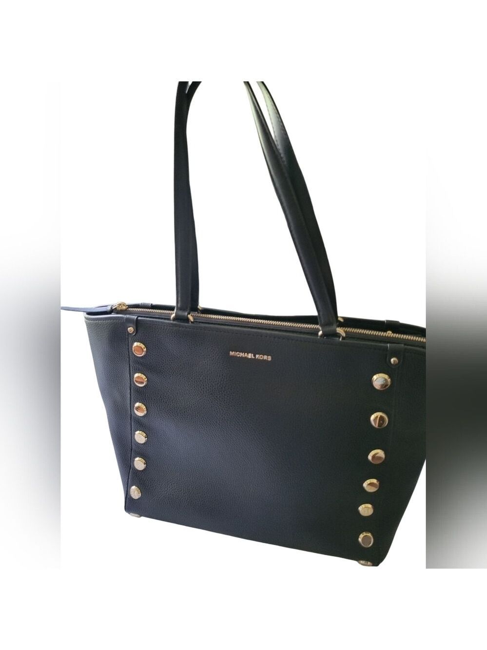 Michael Kors Black and Gold Studded Tote - Picture 3 of 9